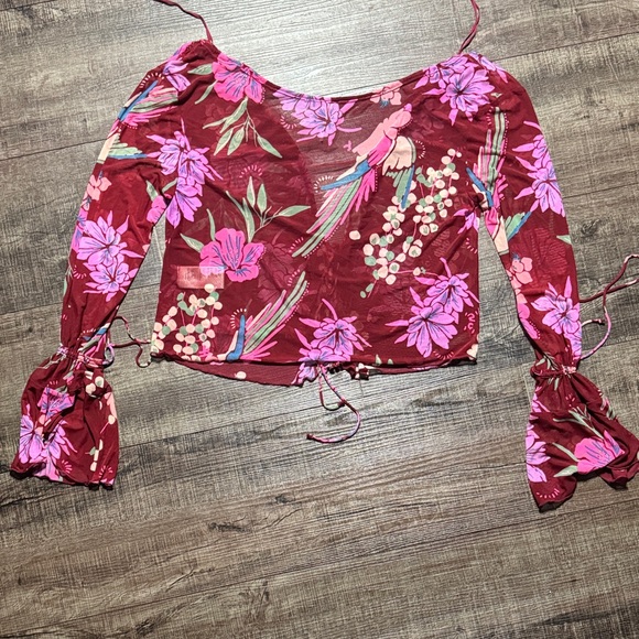 NWOT Free People 'Of Paradise' floral mesh top - Picture 8 of 8